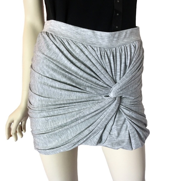 🌸 VERO MODA Skirt Draped twist knot t-shirt Short Mini Grey Extreme Ruching - Picture 1 of 10